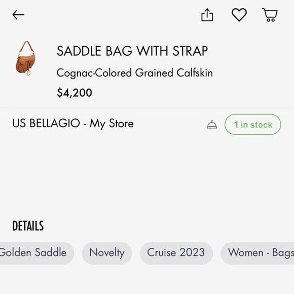 Dior Saddle Bag with Strap (Cognac-Colored Grained Calfskin) - Picture 7 of 7